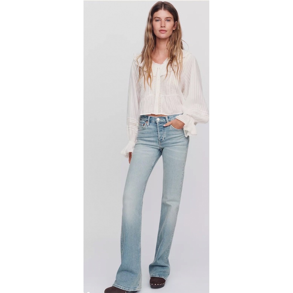 RE/DONE 70s High-Rise Bootcut Jeans Opal Indigo Blue Light Wash 26 190-03W70MRBT